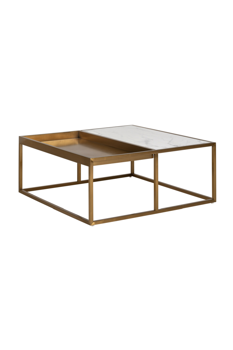 Table basse en laiton doré et marbre | Richmond Duran | Meubleluxe.fr