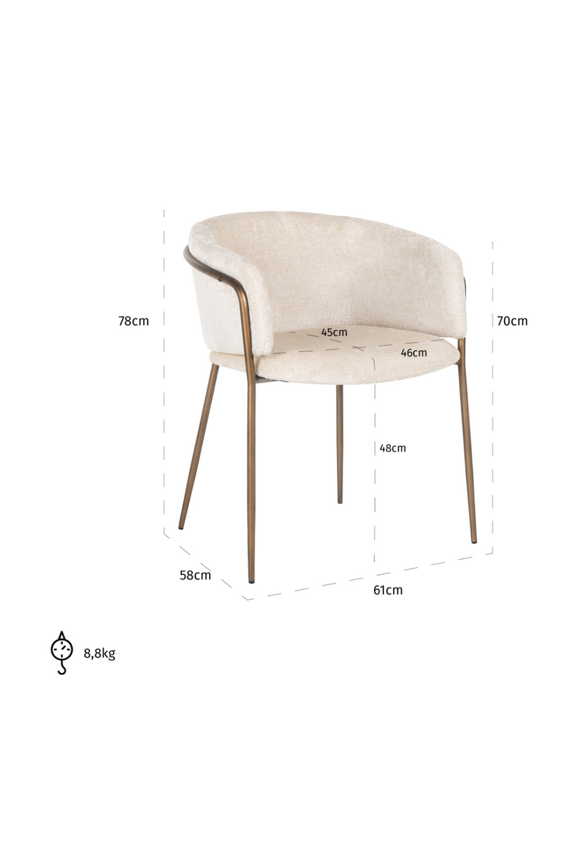 Chaise de salle à manger en chenille blanc | Richmond Minerva | Meubleluxe.fr