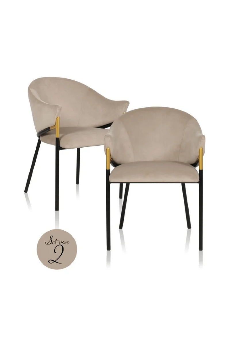 Chaise de salle à manger en velours taupe (lot de 2) | Richmond Jocasta | Meubleluxe.fr