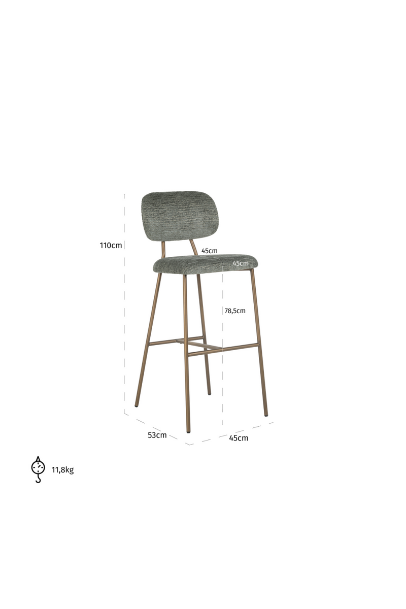 Chaise de bar en tissu thym | Richmond Xenia | Meubleluxe.fr