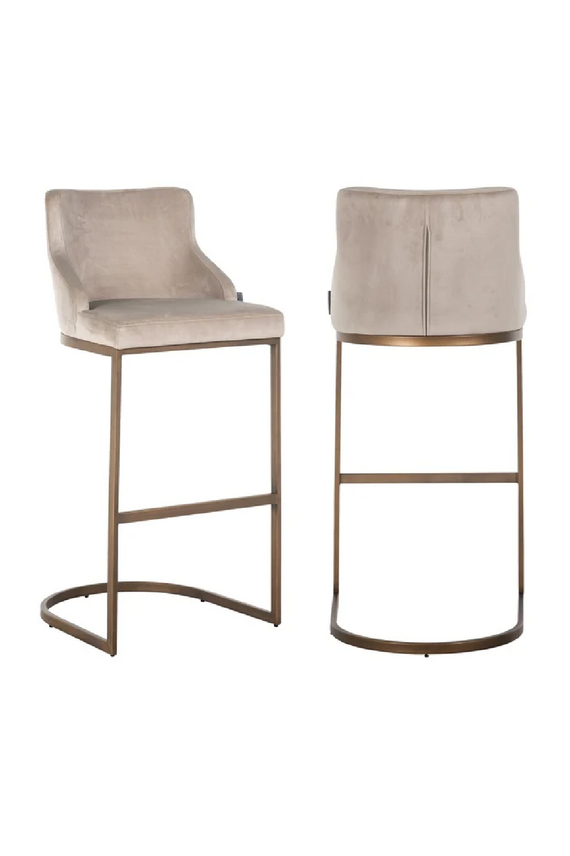 Tabouret de bar en velours beige | Richmond Bolton | Meubleluxe.fr