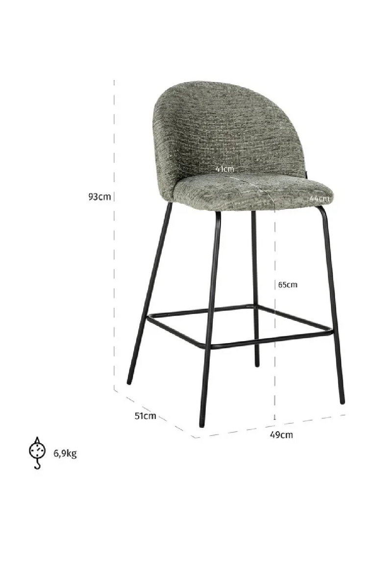 Chaise de comptoir en tissu thym | Richmond Alyssa | Meubleluxe.fr