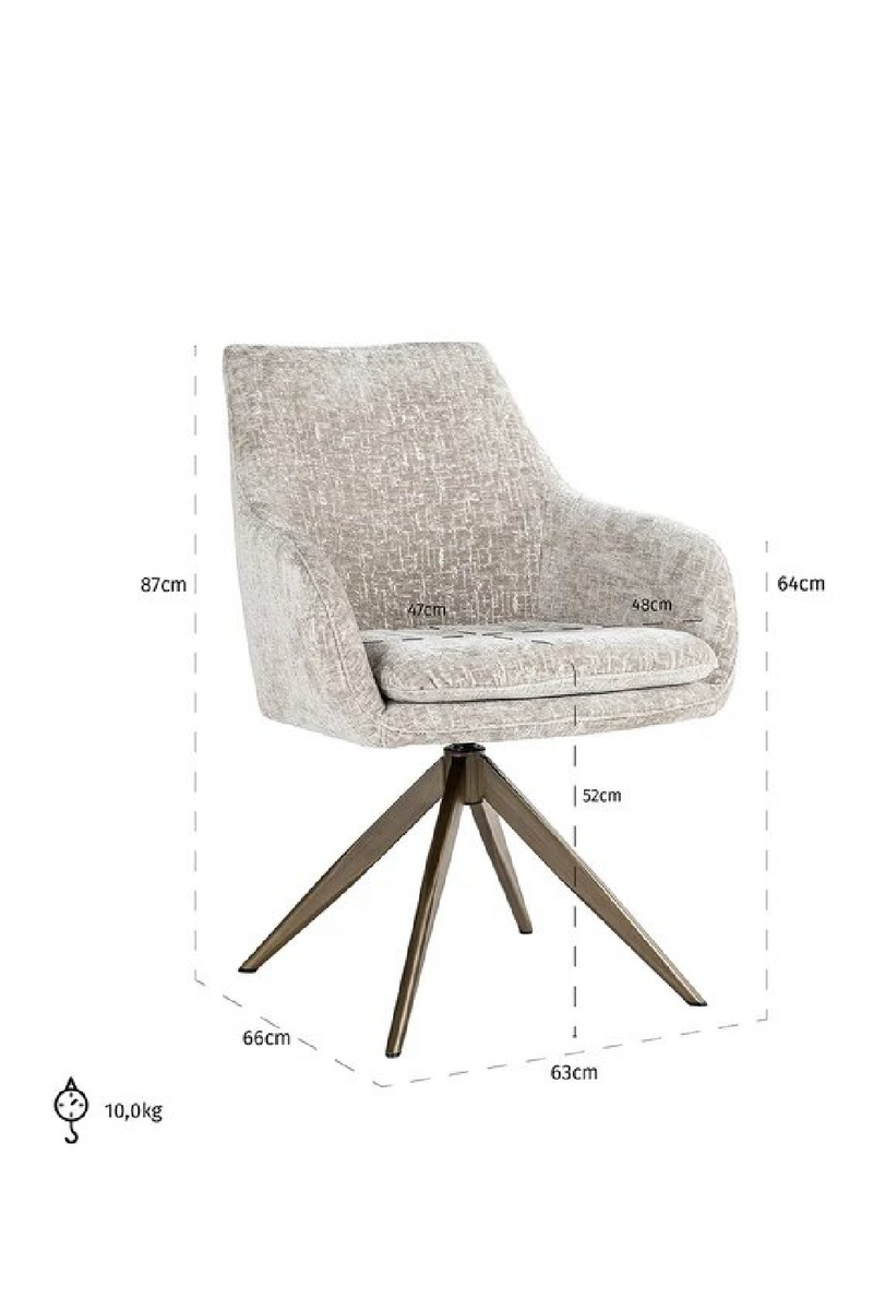 Chaise de salle à manger pivotante en tissu taupe | Richmond Lisonne | Meubleluxe.fr