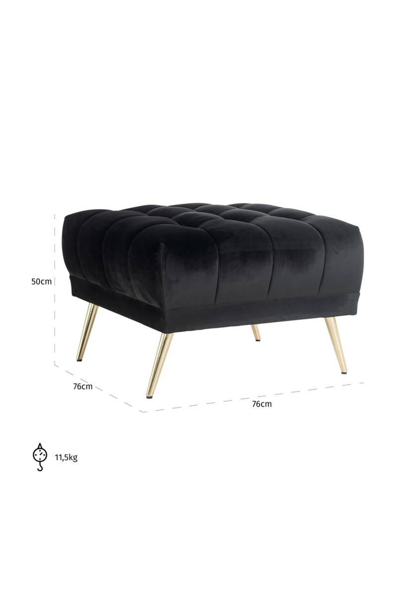 Pouf en velours noir | Richmond Huxley | Meubleluxe.fr