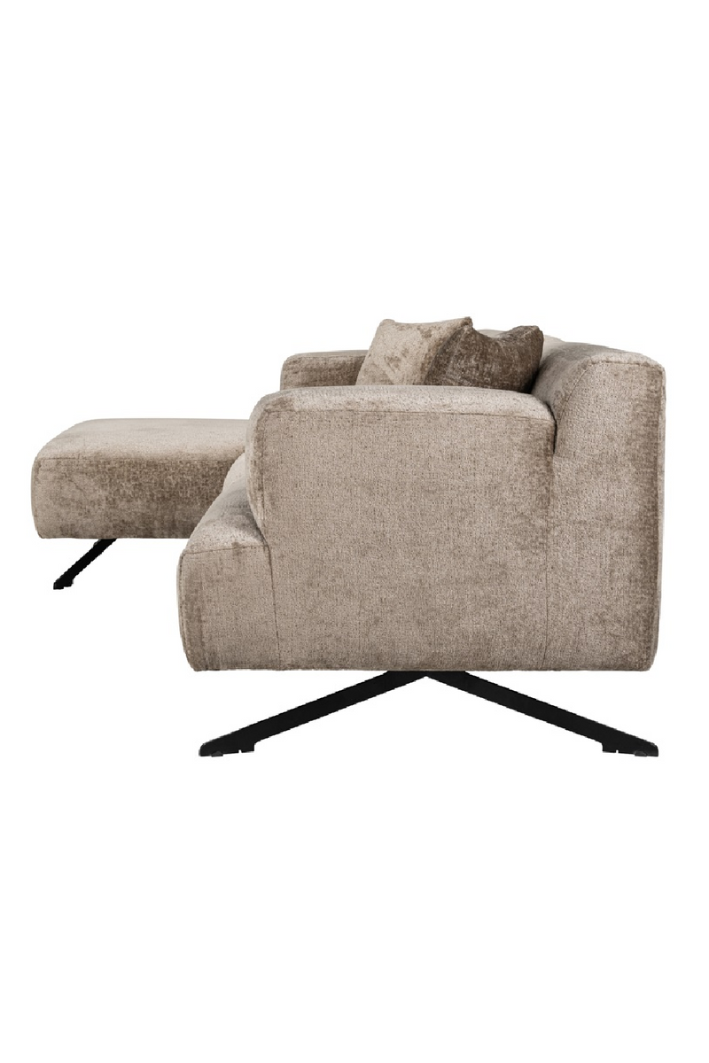 Canapé 3 places en tissu taupe chenille (méridienne gauche) | Richmond Donovan | Meubleluxe.fr