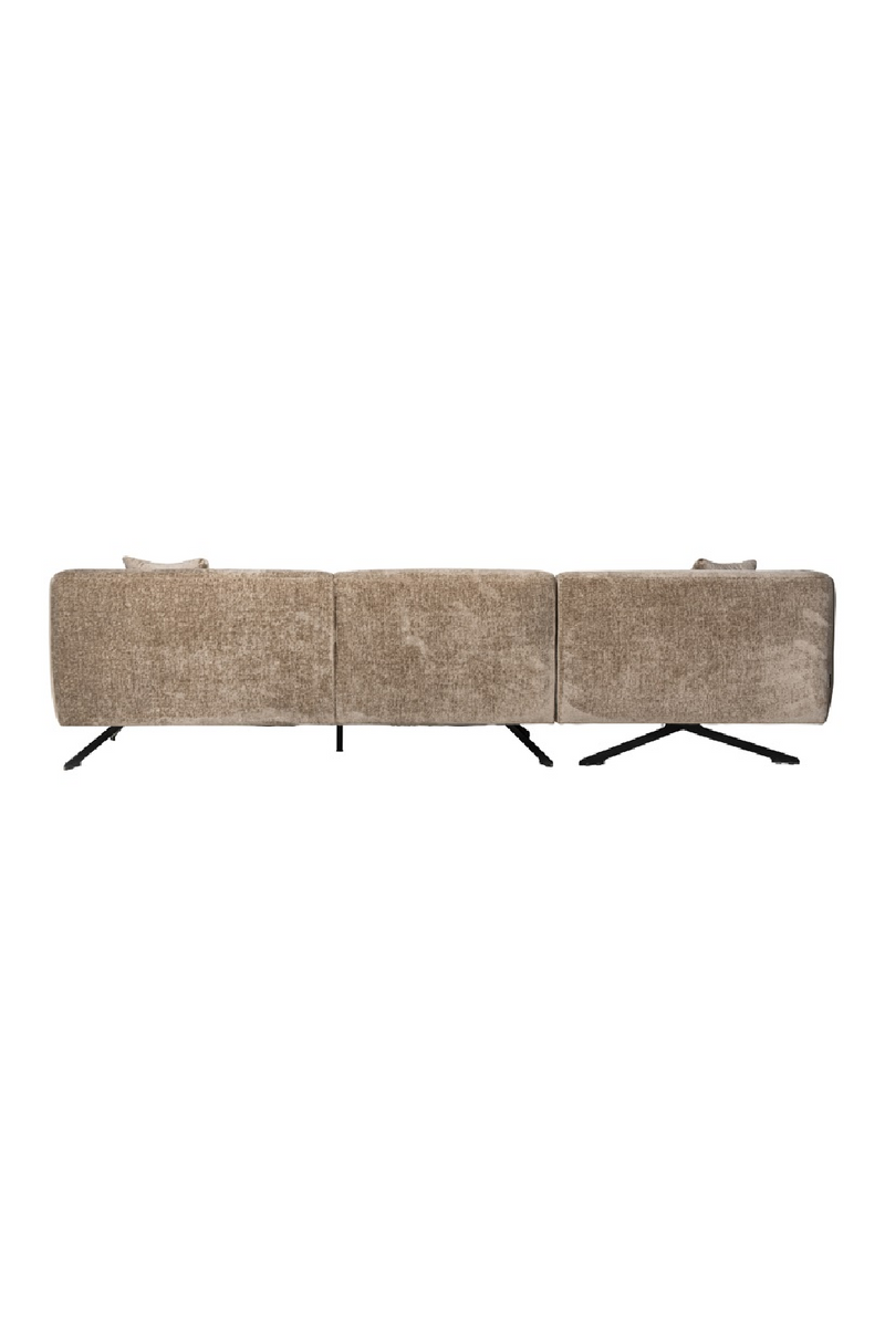 Canapé 3 places en tissu taupe chenille (méridienne gauche) | Richmond Donovan | Meubleluxe.fr