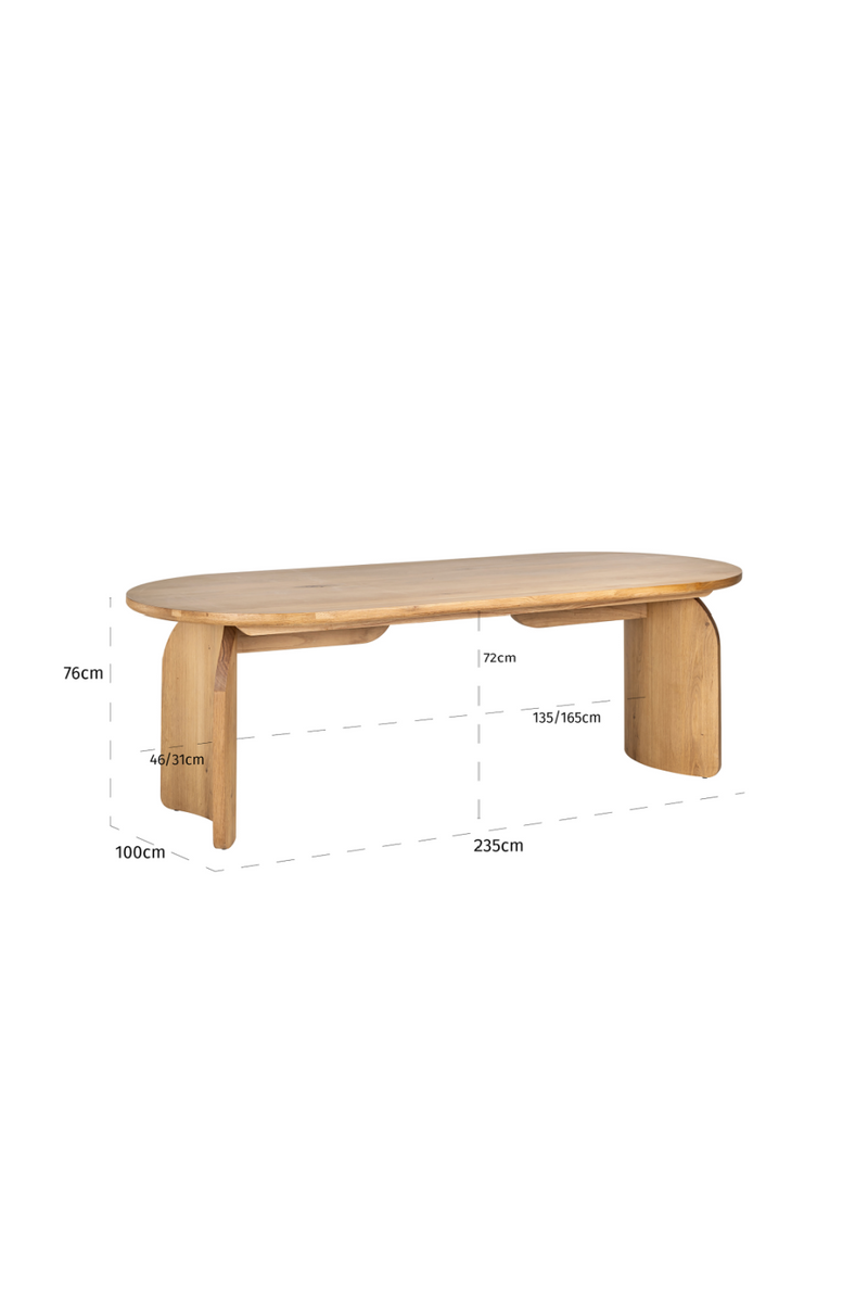 Table de salle à manger en chêne naturel 235 cm | Richmond Fairmont | Meubleluxe.fr