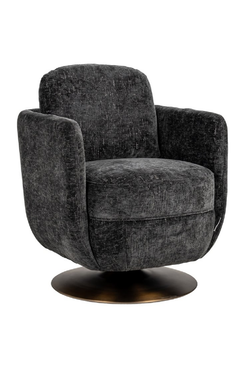 Fauteuil pivotant en velours gris | Richmond Turner | Meubleluxe.fr