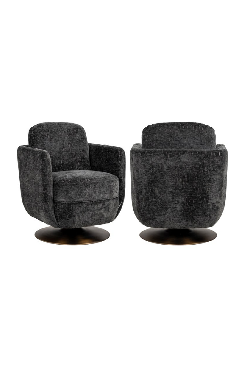 Fauteuil pivotant en velours gris | Richmond Turner | Meubleluxe.fr