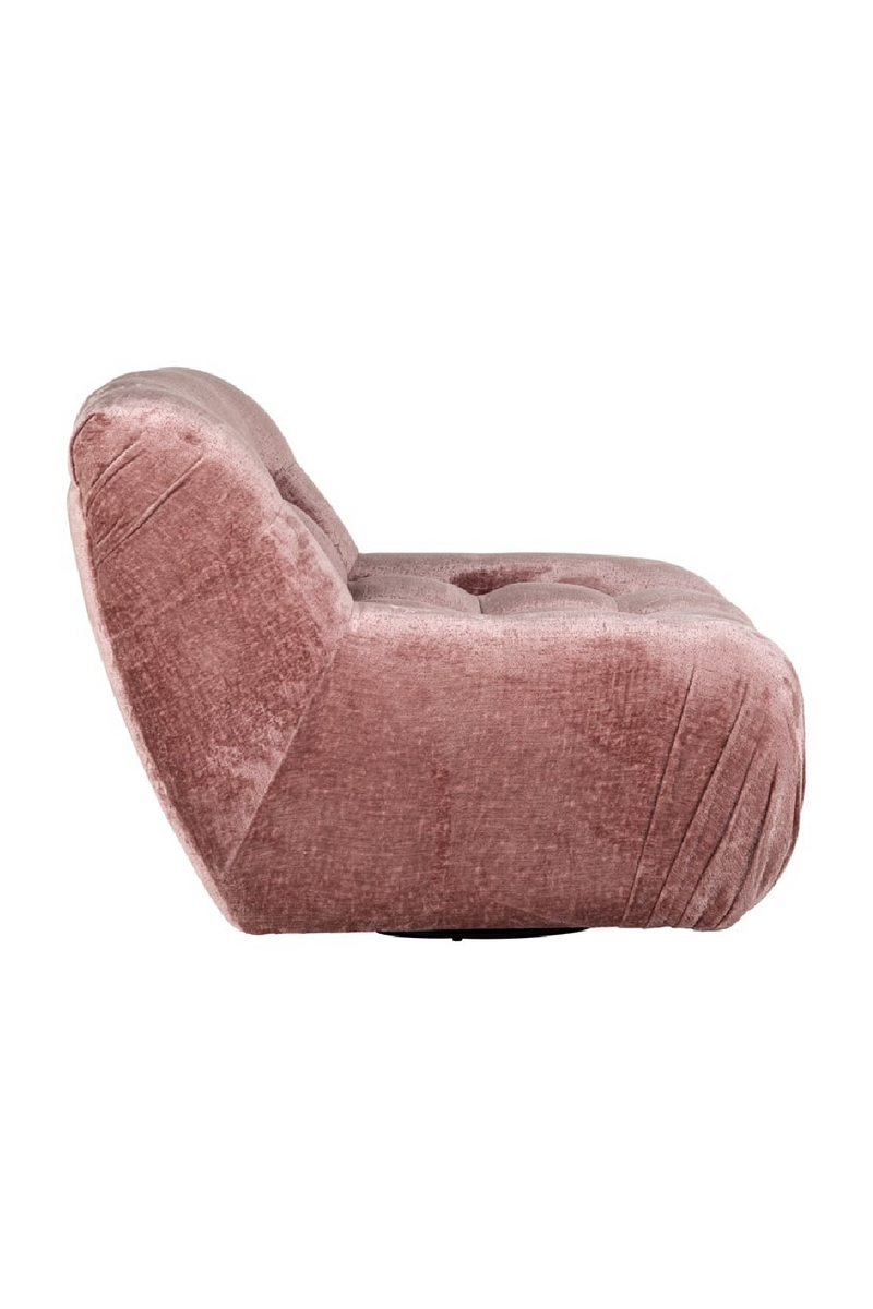 Fauteuil pivotant en chenille rose | Richmond Rosy | Meubleluxe.fr