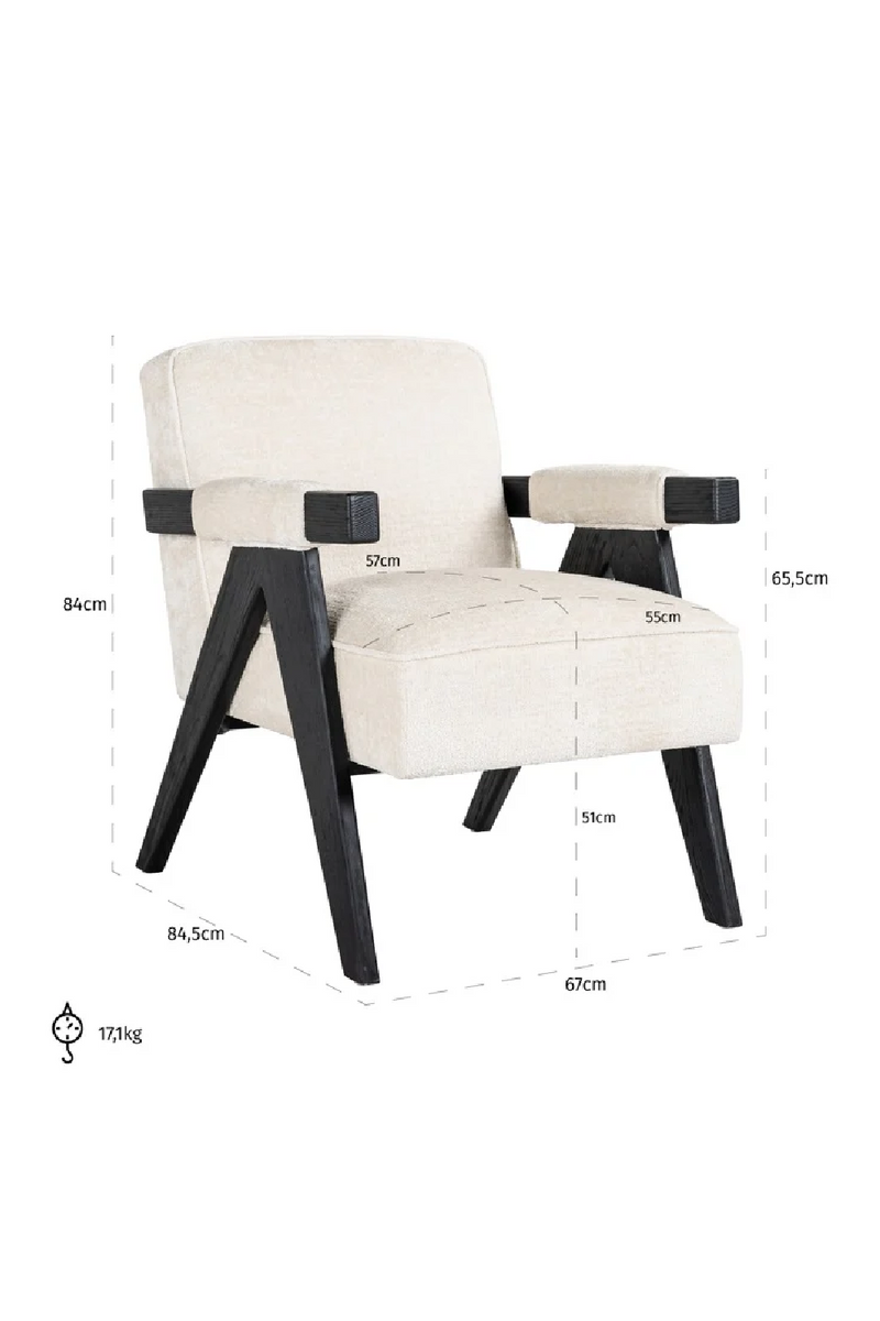 Fauteuil avec accoudoirs en chenille blanc | Richmond Cooper | Meubleluxe.fr