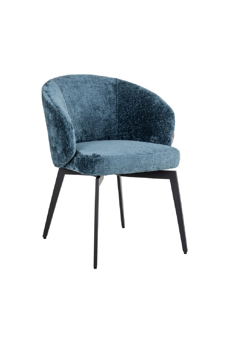 Chaise de salle à manger moderne en chenille bleu | Richmond Amphara | Meubleluxe.fr