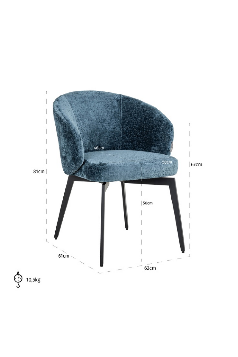 Chaise de salle à manger moderne en chenille bleu | Richmond Amphara | Meubleluxe.fr