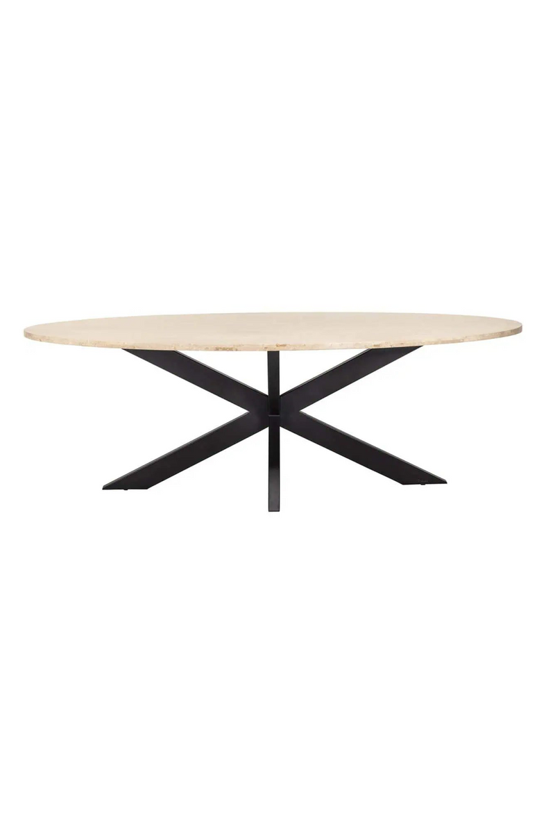 Table de salle à manger ovale en travertin 230 cm | Richmond Avalon | Meubleluxe.fr