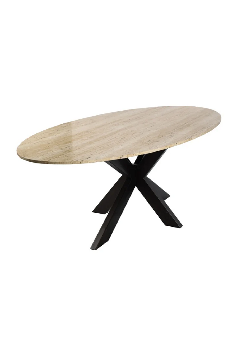 Table de salle à manger ovale en travertin 230 cm | Richmond Avalon | Meubleluxe.fr