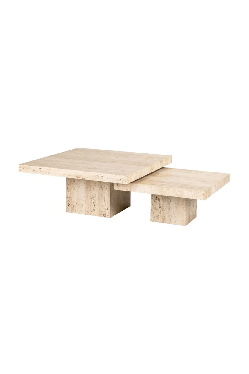 Table basse carrée en travertin (lot de 2) | Richmond Cantera | Meubleluxe.fr