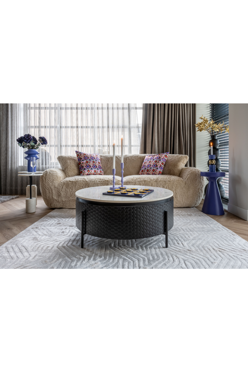 Table basse ronde en marbre | Richmond Santorini | Meubleluxe.fr