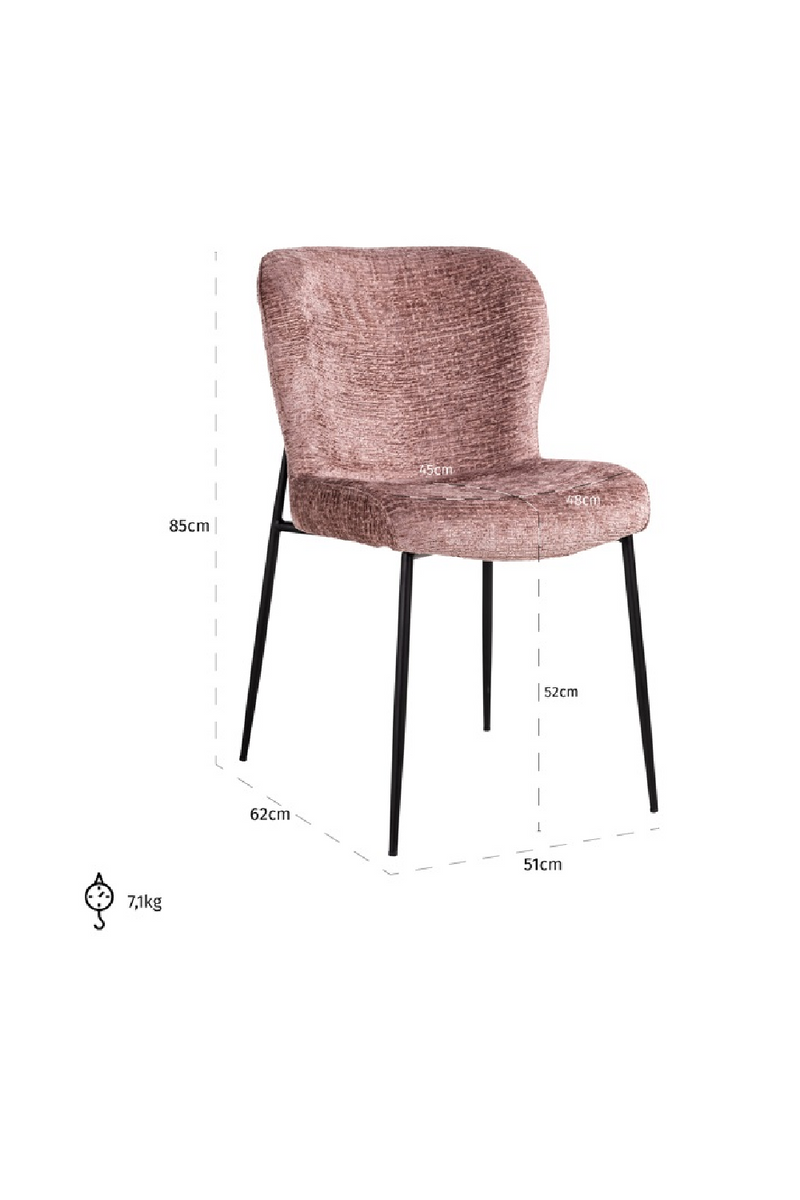 Chaise de salle à manger en tissu rose | Richmond Darby | Meubleluxe.fr