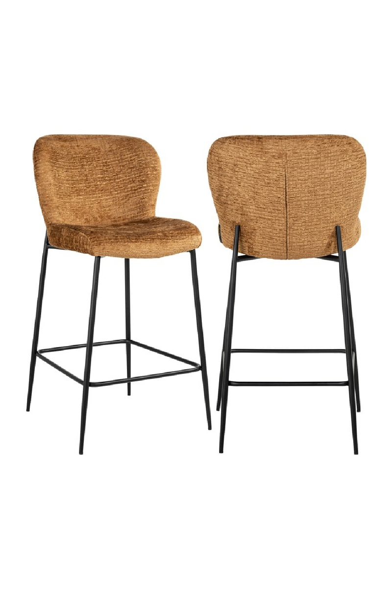 Tabouret de bar en tissu cognac | Richmond Darby | Meubleluxe.fr