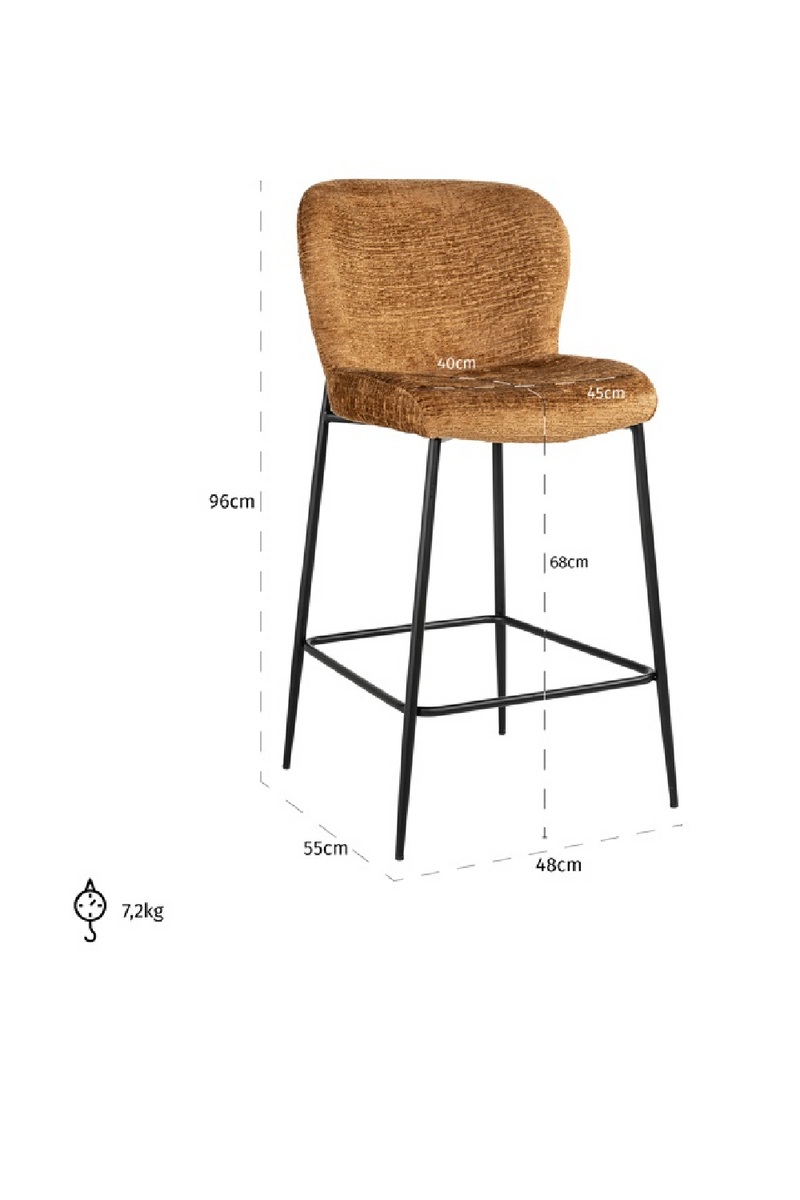 Tabouret de bar en tissu cognac | Richmond Darby | Meubleluxe.fr