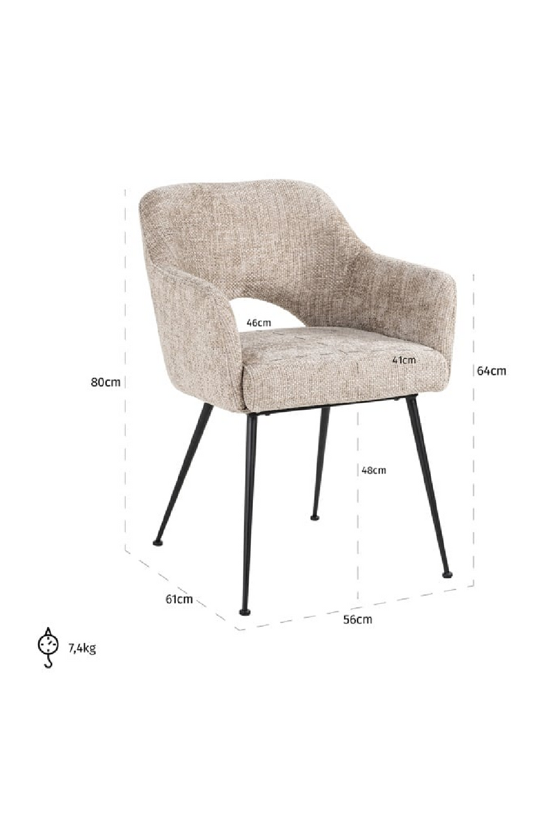 Chaise de salle à manger en tissu beige | Richmond Jenthe | Meubleluxe.fr