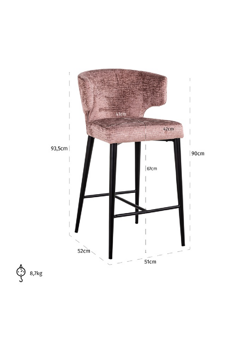 Tabouret de bar incurvé en tissu moutarde | Richmond Taylor | Meubleluxe.fr