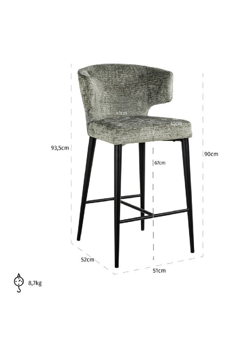 Tabouret de bar incurvé en tissu moutarde | Richmond Taylor | Meubleluxe.fr