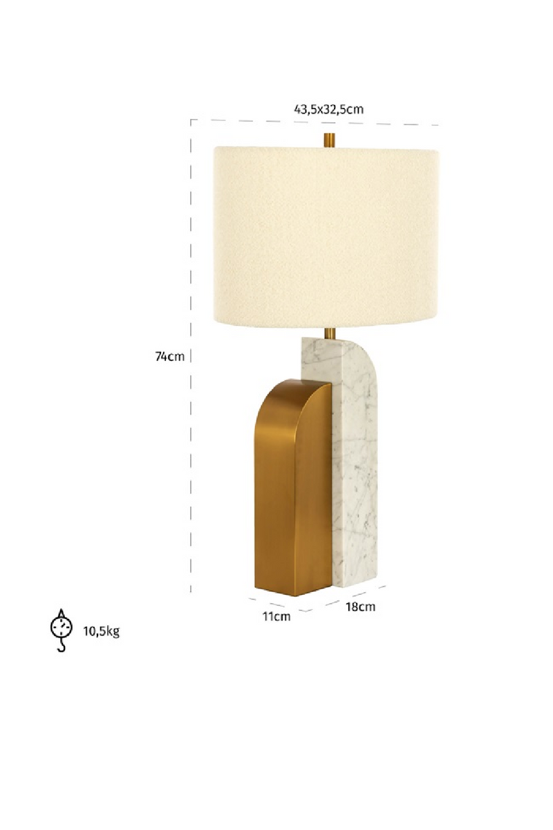 Lampe de table en laiton et marbre blanc  | Richmond Liliana | Meubleluxe.fr