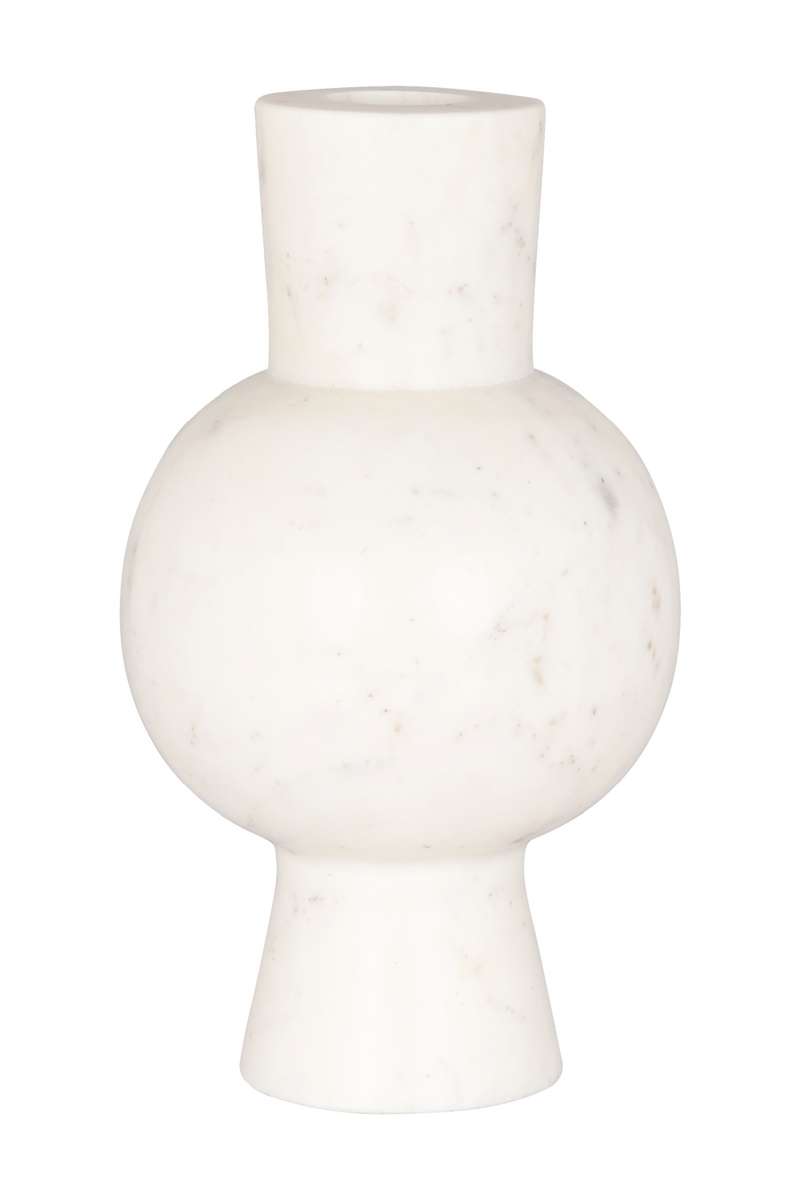 Vase arrondi en marbre blanc | Richmond Jonah | Meubleluxe.fr