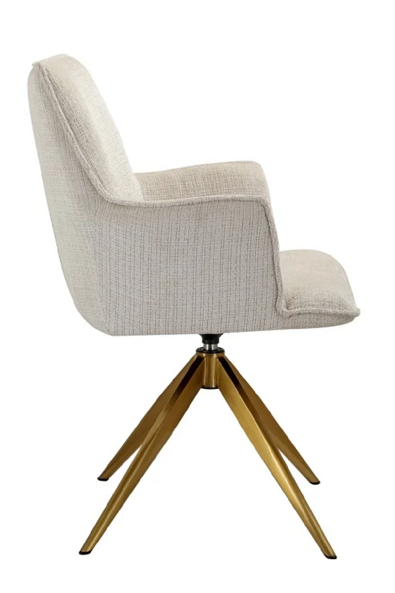 Fauteuil pivotant en chenille beige | Richmond Dakota | Meubleluxe.fr