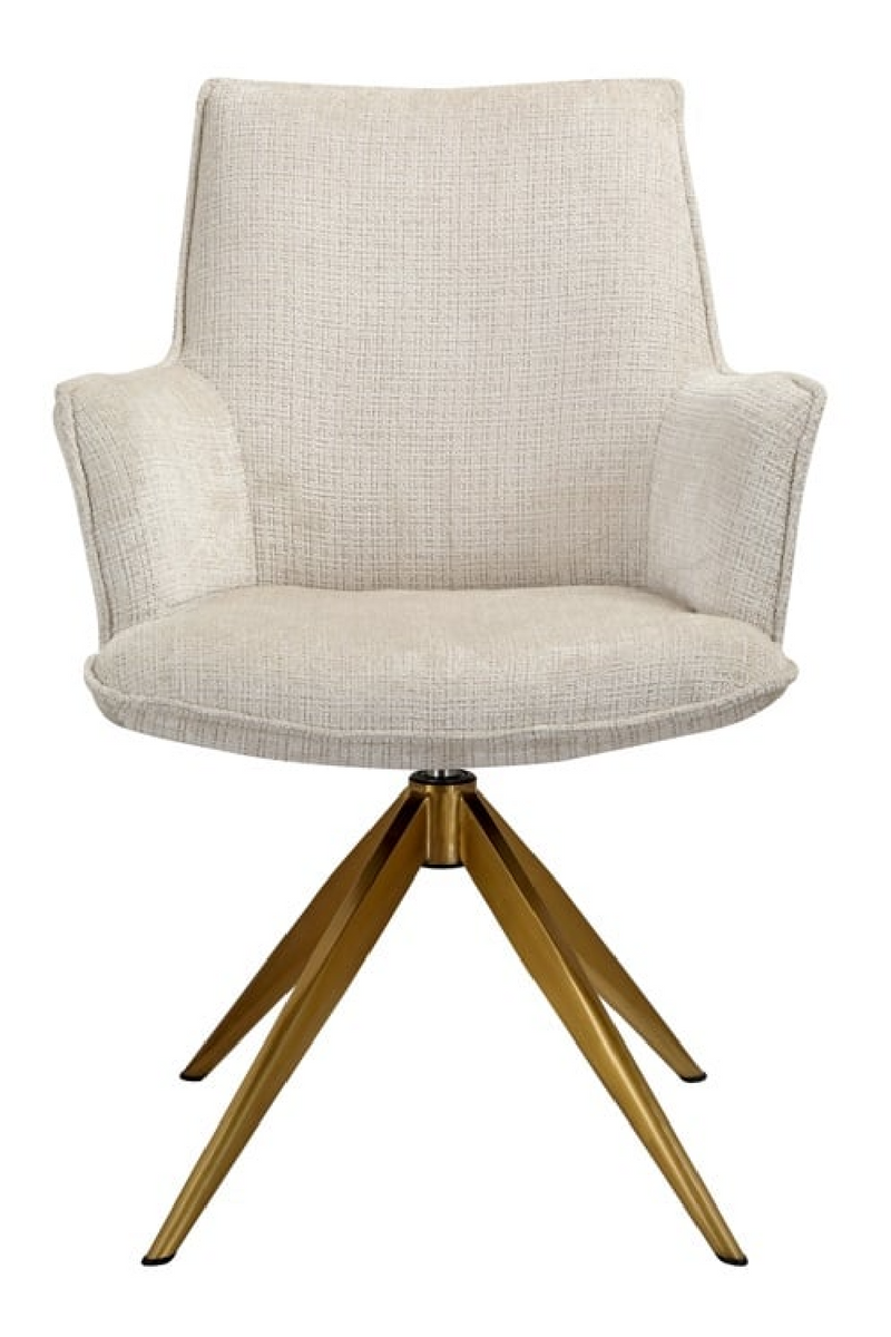 Fauteuil pivotant en chenille beige | Richmond Dakota | Meubleluxe.fr