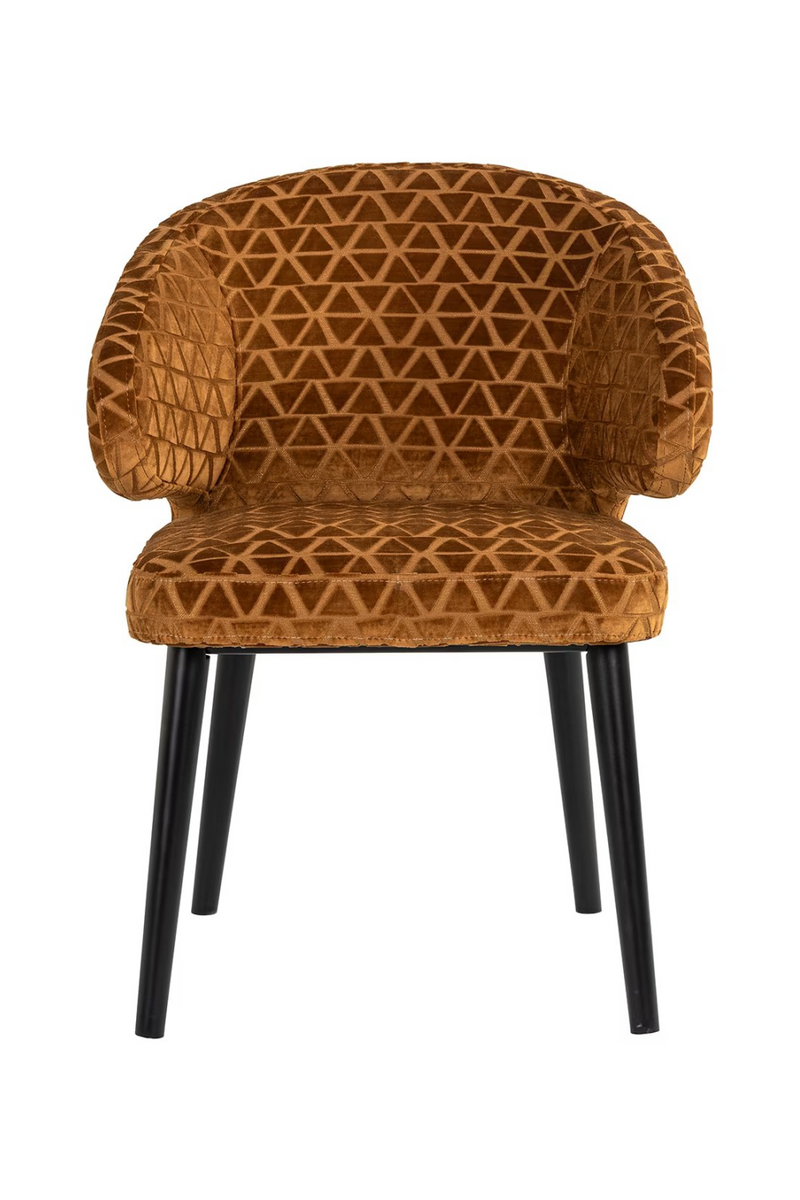 Chaise de salle à manger à motifs triangle en tissu cognac | Richmond Indigo | Meubleluxe.fr