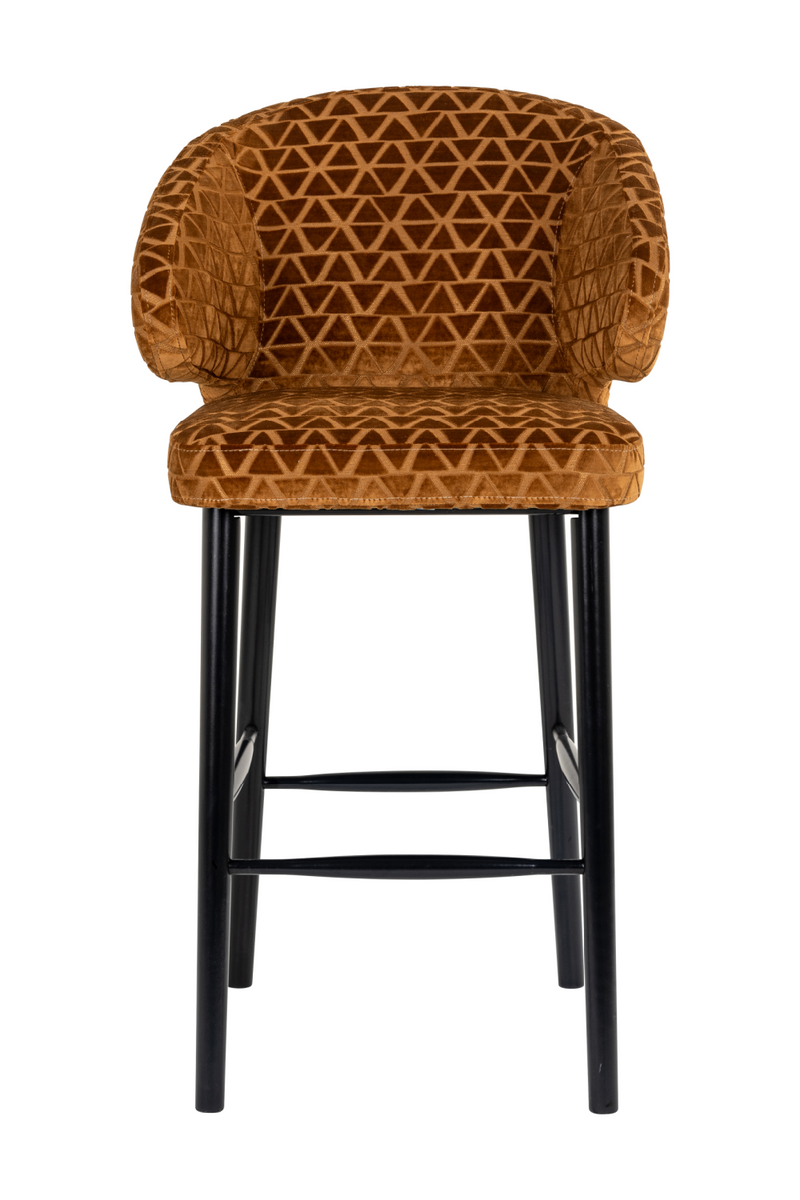 Tabouret de bar à motifs triangle cognac | Richmond Indigo | Meubleluxe.fr