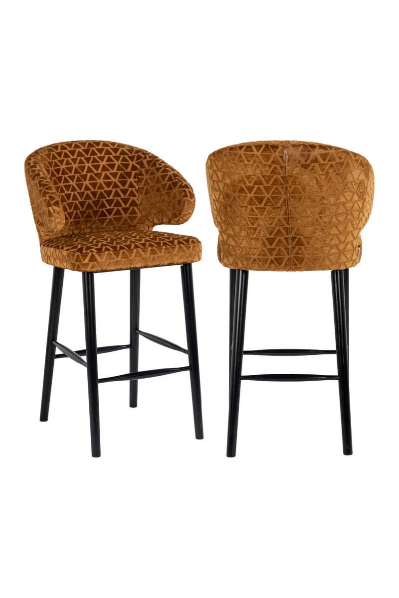 Tabouret de bar à motifs triangle cognac | Richmond Indigo | Meubleluxe.fr