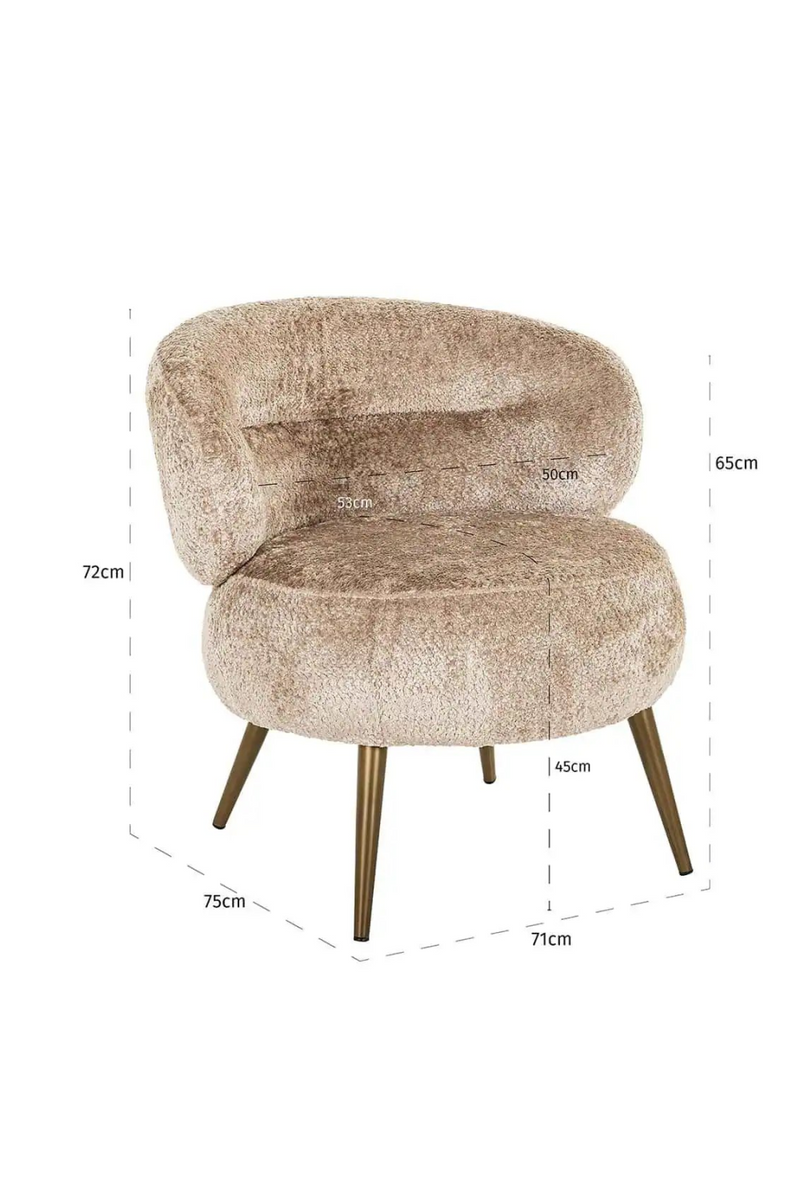 Fauteuil incurvé en tissu marron | Richmond Sabor | Meubleluxe.fr