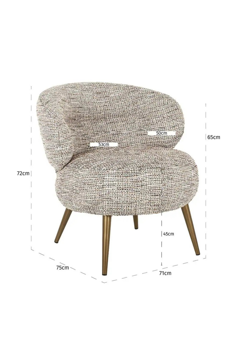 Fauteuil incurvé en tissu beige | Richmond Sabor | Meubleluxe.fr