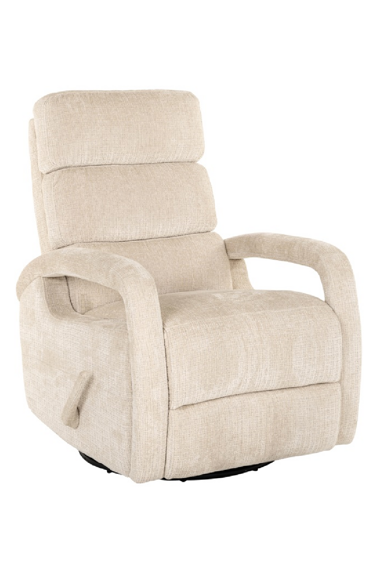 Fauteuil inclinable et pivotant en tissu crème | Richmond Denvi | Meubleluxe.fr