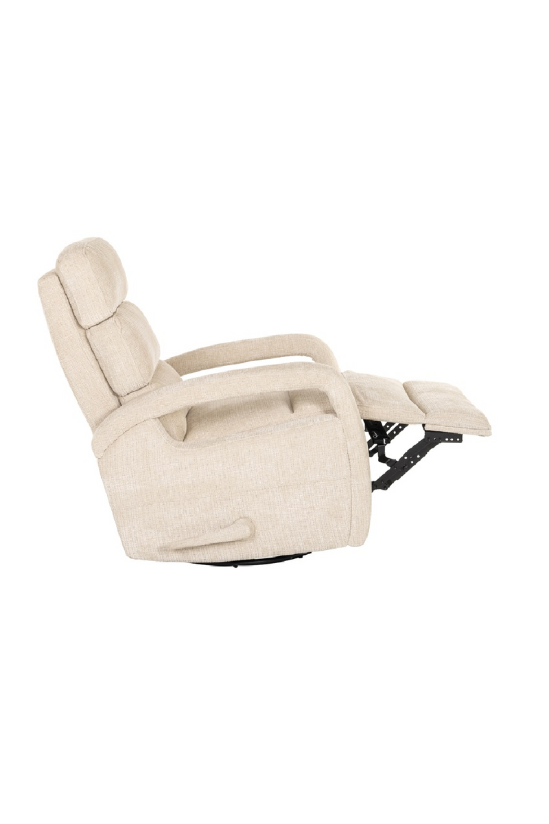 Fauteuil inclinable et pivotant en tissu crème | Richmond Denvi | Meubleluxe.fr