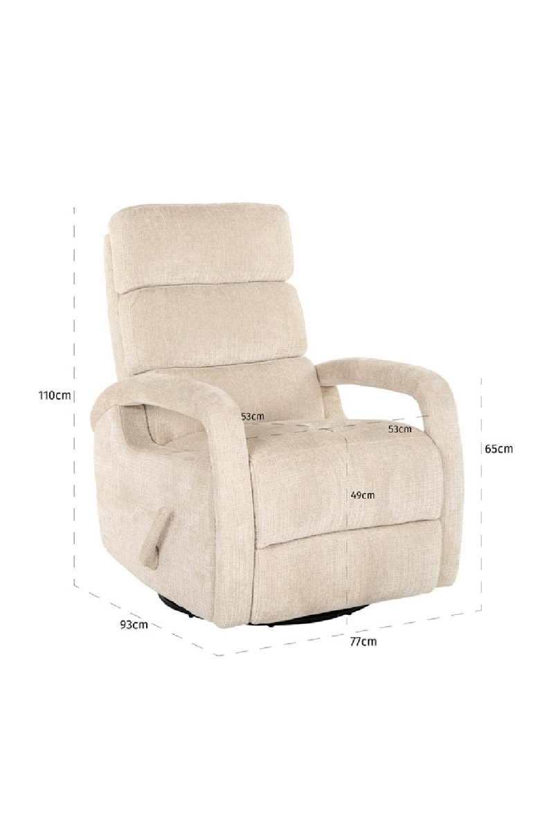 Fauteuil inclinable et pivotant en tissu crème | Richmond Denvi | Meubleluxe.fr