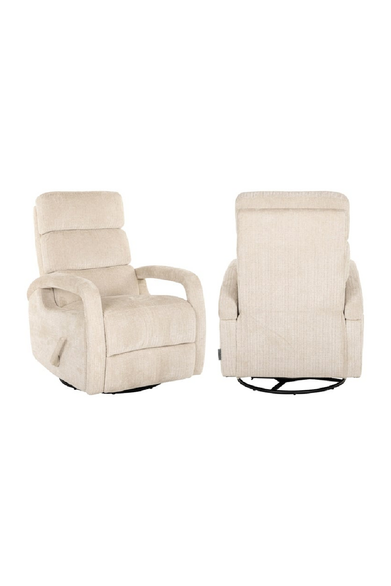 Fauteuil inclinable et pivotant en tissu crème | Richmond Denvi | Meubleluxe.fr