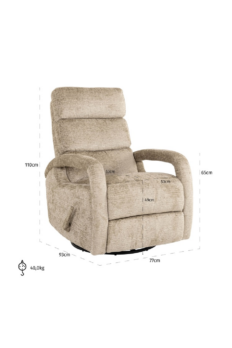 Fauteuil inclinable et pivotant en tissu sable | Richmond Denvi | Meubleluxe.fr