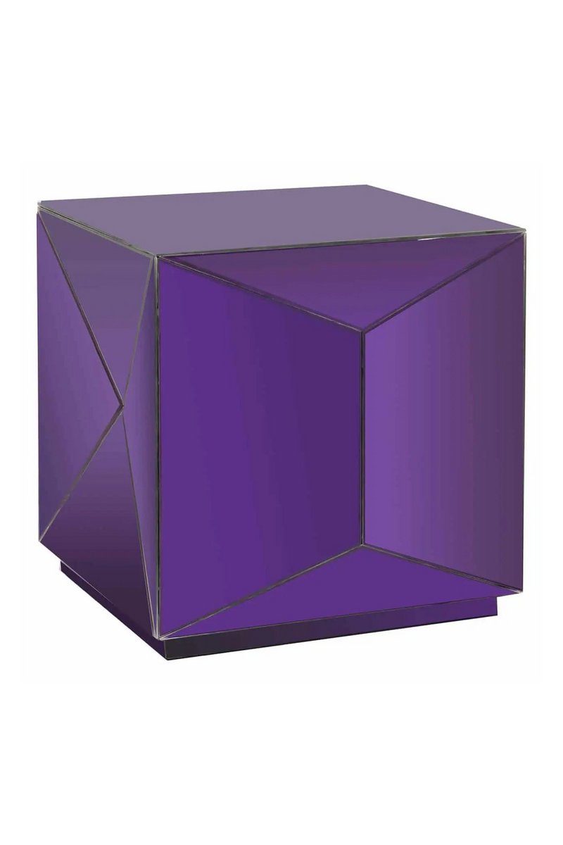 Table d'appoint en miroir à facettes violette | Richmond Shifra | Meubleluxe.fr