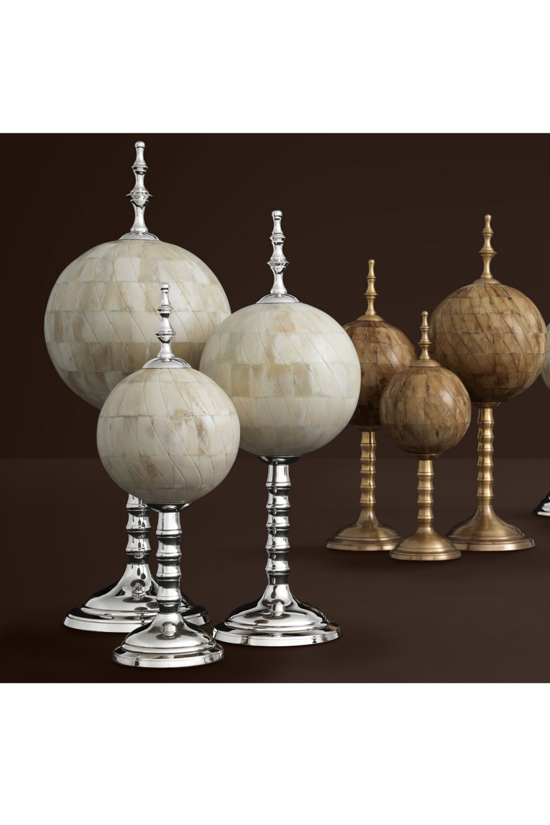 Globes décoratifs en os brun (lot de 3) | Eichholtz Leonardo | Meubleluxe.fr