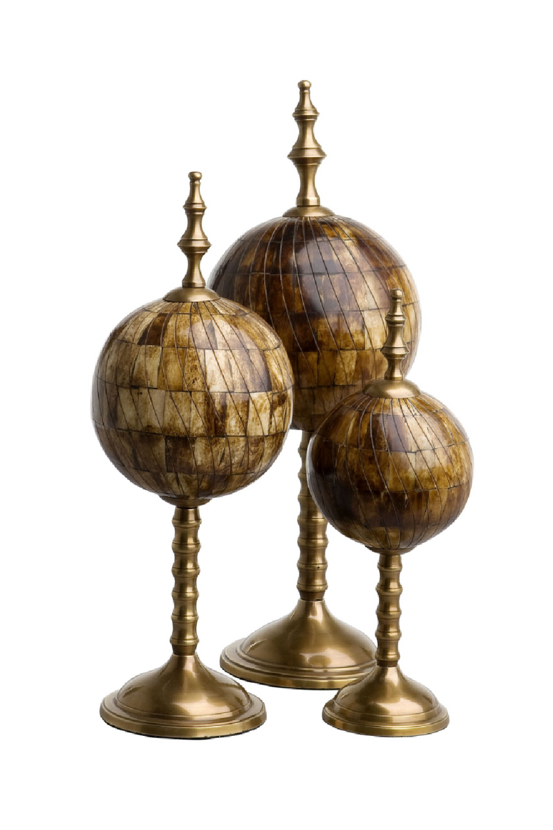 Globes décoratifs en os brun (lot de 3) | Eichholtz Leonardo | Meubleluxe.fr