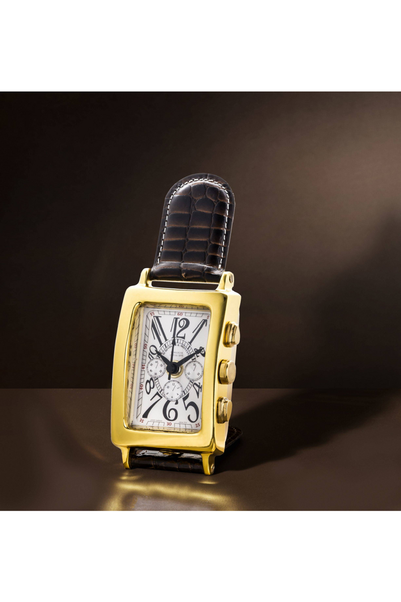 Horloge de bureau dorée | Eichholtz Schindler | Meubleluxe.fr