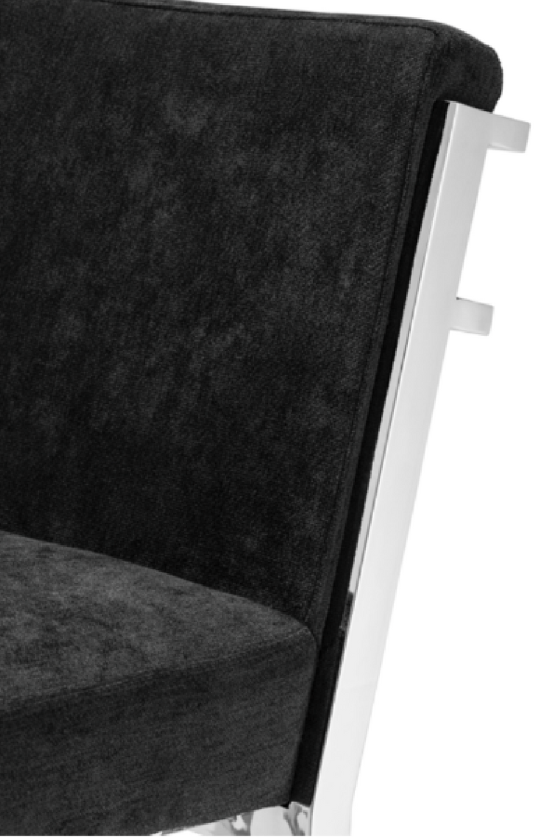 Tabouret de bar argentée en velours noir | Eichholtz Scott | Meubleluxe.fr