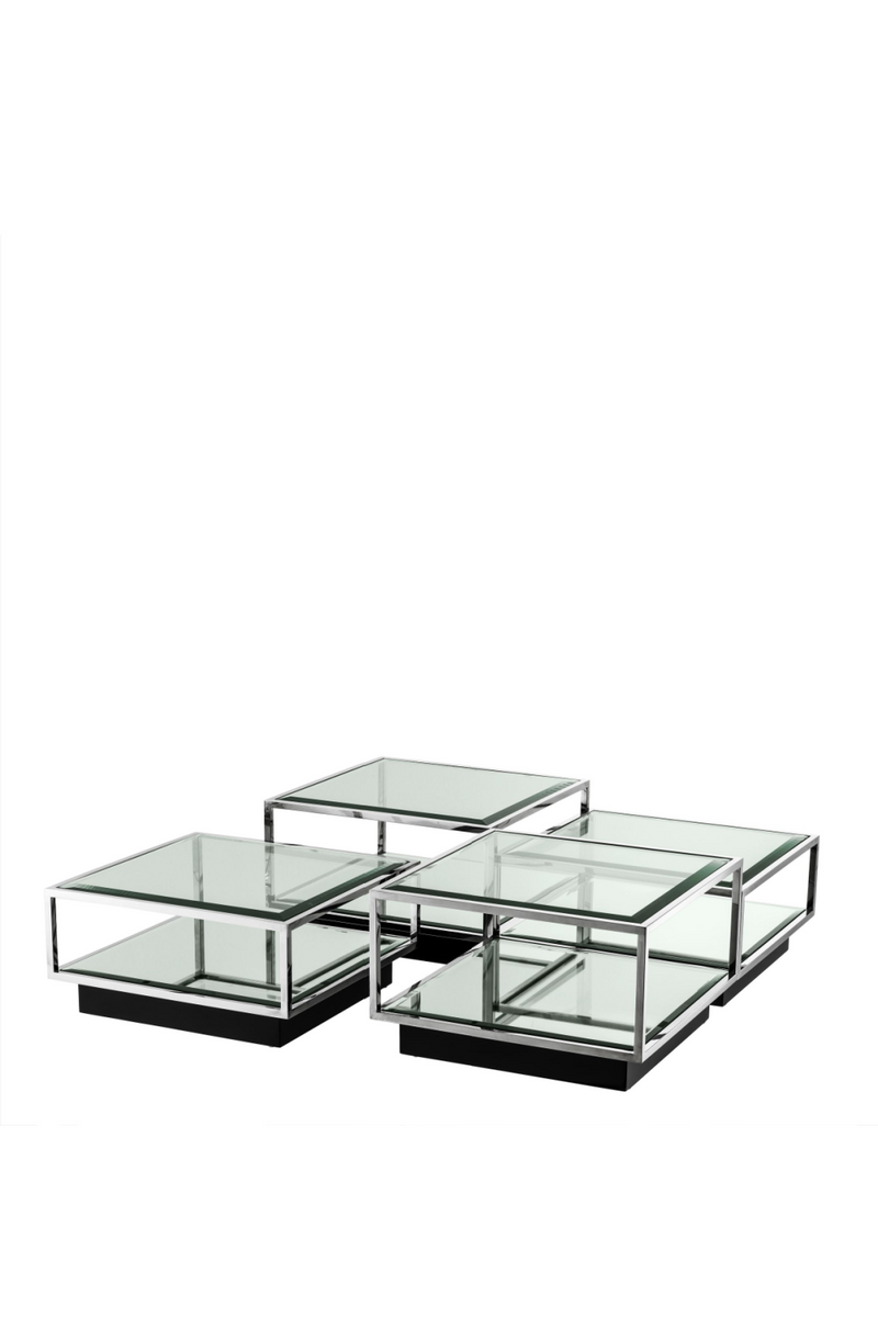 Table basse argentée en verre (lot de 4) | Eichholtz Tortona | Meubleluxe.fr