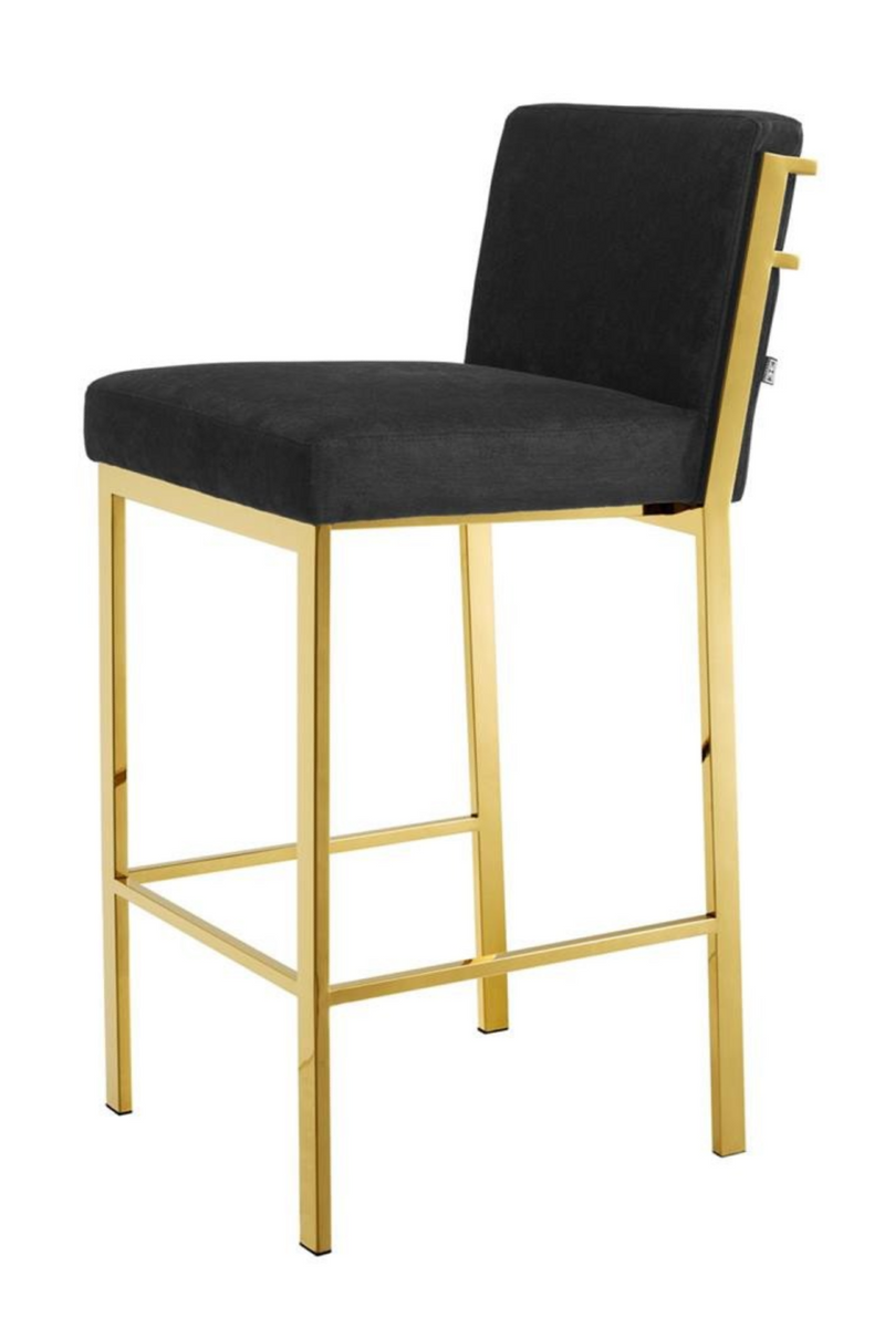 Chaise de bar dorée en velours noir | Eichholtz Scott | Meubleluxe.fr