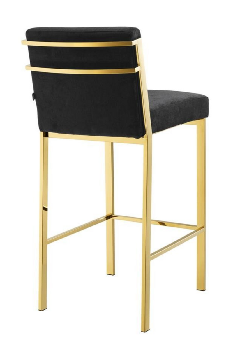 Chaise de bar dorée en velours noir | Eichholtz Scott | Meubleluxe.fr
