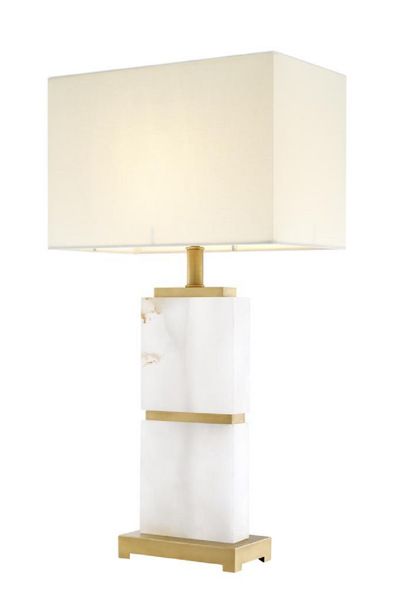 Lampe blanche en albâtre et laiton dorée | Eichholtz Robbins | Meubleluxe.fr